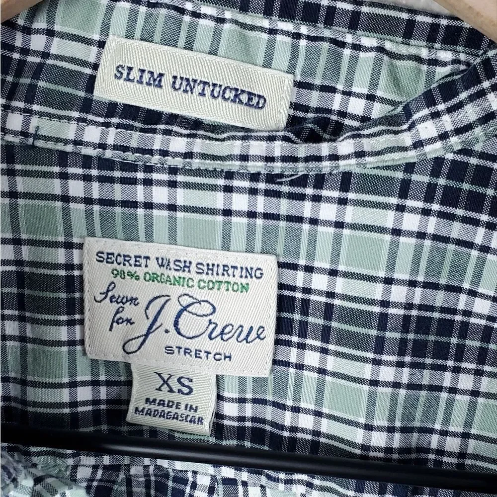 J. Crew Organic Cotton Black & Green Checked Button Down Shirt